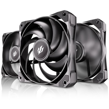 Okinos 3 Pack 120mm PWM PC Case Fan, 2000 RPM, 75.27 CFM, FDB-Bearing, Cyclone Series