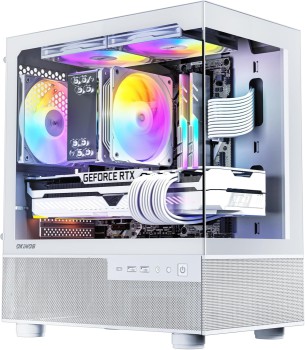 Okinos Aqua 3 MATX PC Case with 3 ARGB Fans, White