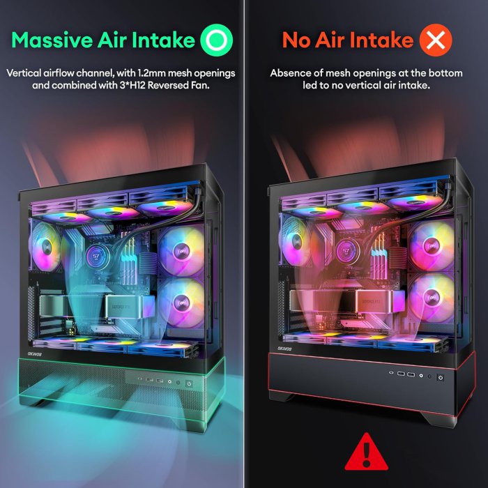 Okinos Aqua 7 ATX Mid Tower PC Case with ARGB Fans & Tempered Glass (image 2)