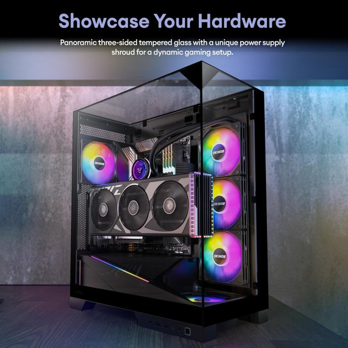 Okinos Aqua 93 ARGB ATX Mid Tower PC Case (image 2)