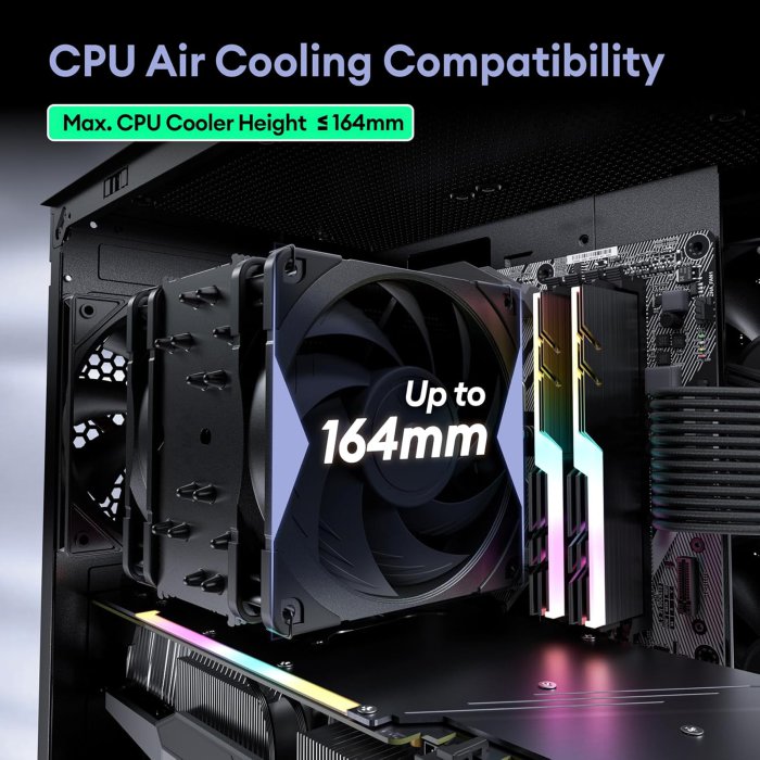 Okinos Mirage MATX Mini-Tower Case, 5 x 120mm Fans, Type-C Port, Tempered Glass Panel (Black) (image 4)