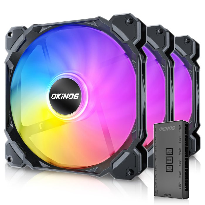 Okinos RGB 3-Pack 140mm PC Fans (5V ARGB)