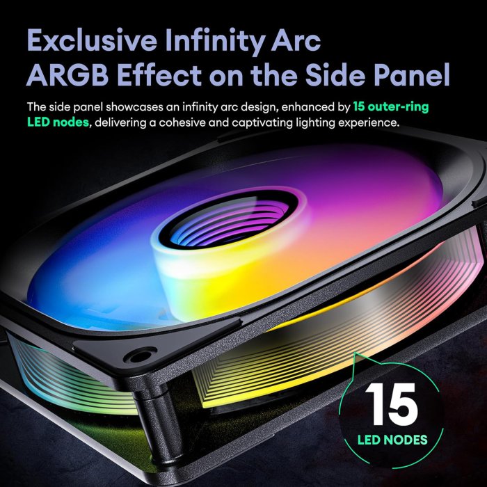 Okinos RGB Fans 6 Pack, ARGB Effect, PWM, 3 Pin 5V Addressable, Halo Series (image 2)