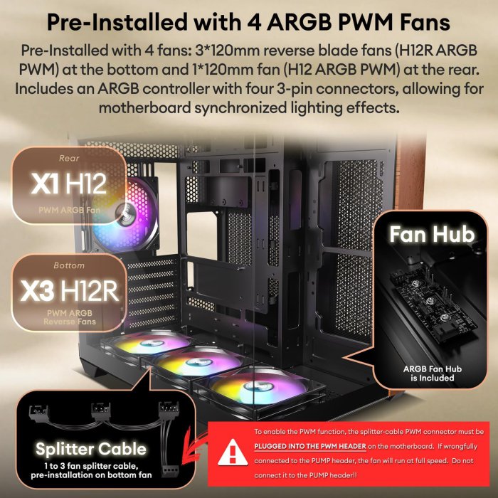 Okinos Walnut PC Case with ARGB Fans & Type-C Port (image 3)