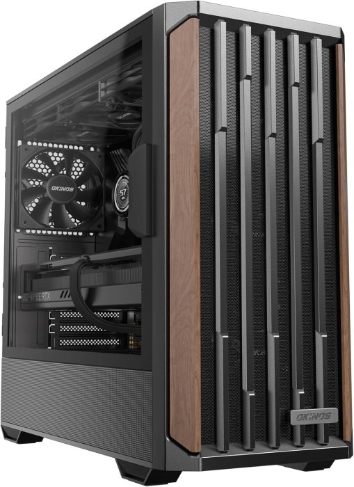 Walnut Wood PC Case, 360mm Radiator Support, 4 x 120mm Fans, Type-C Port, Tempered Glass Panel, Cypress 7